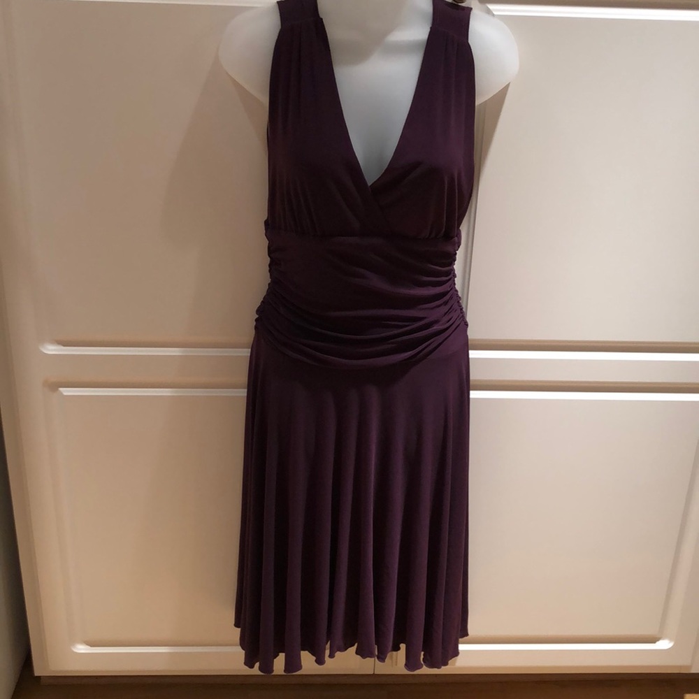 Ariella Purple dress with side ruching. Size S.